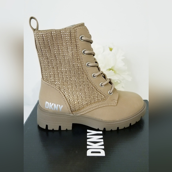 DKNY Stassi Menia Embellished Rhinestones Combat Boots - Picture 2 of 13